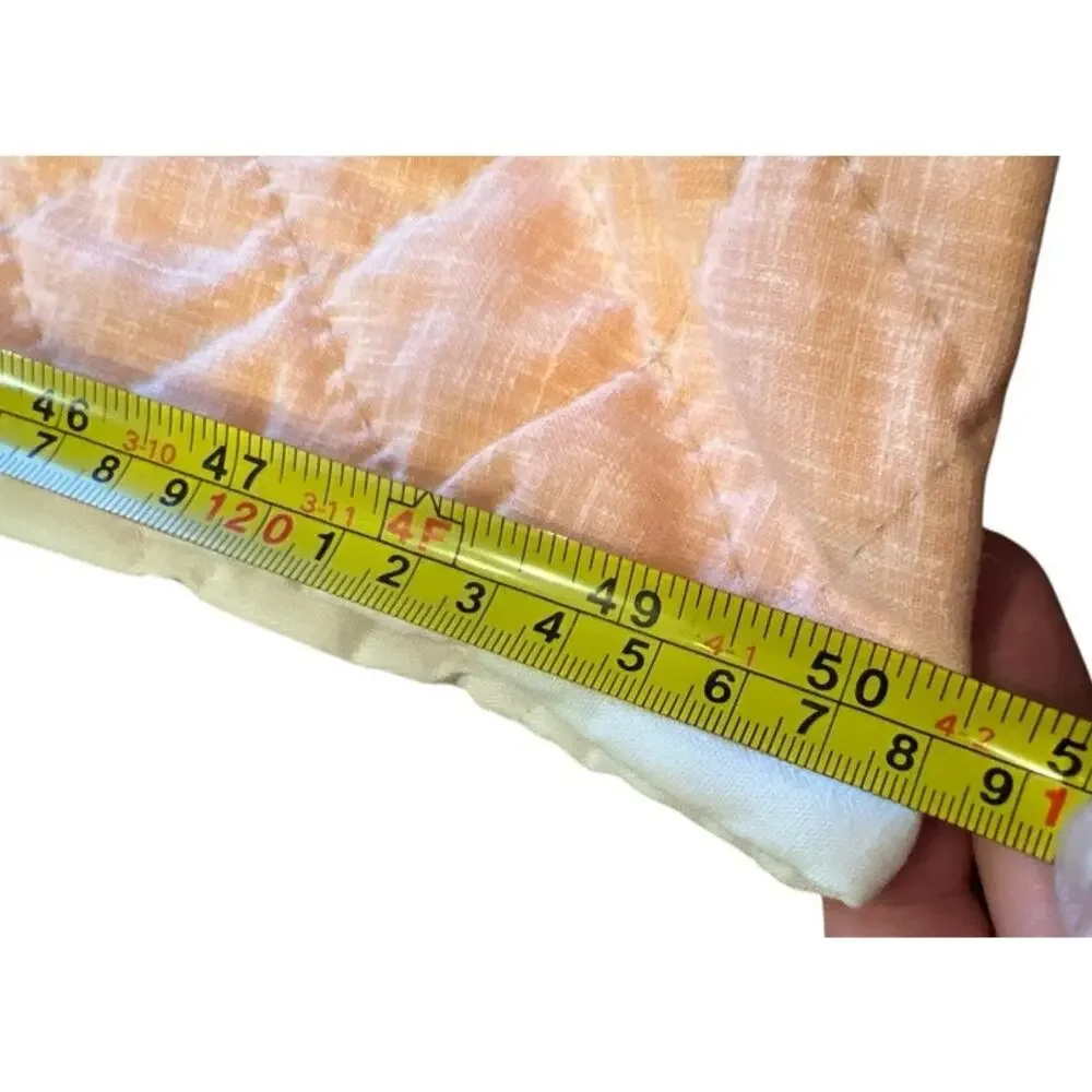Vtg Handmade Stitched Quilt Twin 101 x 88 Peach Incomplete Project Cottage Retro